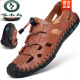 Sandalias de carpintería de carpintería de cuero genuino para hombres zapatos de playa transpirables verano 2025 Nuevos zapatos de agujero hueco de la cabeza al aire libre