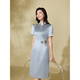 Pink Blue Garderobe [chinesischer Stil] 2025 Sommerkleidung Xi Oma Acetate Cheongsam Kleid 552L683 Tamsui Blue L.