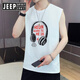 JEEP SPIRIT Jeep 2025 Summer Vest Men's Trendy Sports Fitness Basketball Sweatshirt Vest Sleeveless T-shirt Personalized Pure Cotton 673 Pink M 90-105Jin [Jin equals 0.5 kg]