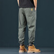 Canelin Kiskha high-end 2025 summer black work pants men's American Harem pants large size loose tying feet casual long trousers 8004 military green regular XL size