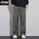 Jeep Spirit2025 Nuevos pantalones de trabajo para la marca de moda masculina suelta y cómoda escalada al aire libre y pantalones casuales estadounidenses rectos 9857 Tierra Color XL (140Jin [Jin equivale a 0.5 kg])