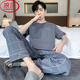Langsha (Langsha) Pure Cotton Herren-Pyjamas kurzärmelige Hose losen lässiger Anzug Sommer Dünner koreanischer Stil mittleren Alters und junger Herrenhauskleidung H9928 (Kurzärärmel-Shorts) [Counter-Flaggschiff-Qualität] L (Empfohlen 90-110jin [Jin entspricht 0,5 kg]))