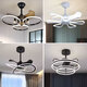 Op Lighting Nordic Fan Light 2025 New Silent Master Bedroom Dining Room Ceiling Fan Light Home Integrated Chandelier Invisible Model 9227 Black 60cm Three-Color Frequency Conversion Six-speed