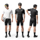 Locke Brothers Cycling Suit Short Sleeve Overalls Men's and Women's Mountain Road Cycling Clothes Summer Equipment Diamond Cycling Top - Extreme Night Black + Wright Shorts - Black L