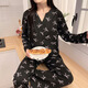 Ziwei Qifeng bow suspender pajamas for women with chest pad three-piece collar cardigan jacket long-sleeved home clothing set 13803 black three-piece set with chest pad 170 M suggestion 80-100