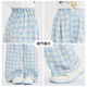 OVE女童蓝色格子长裤冰丝2025秋季新款女大童时尚休闲直筒裤儿童夏季 15266蓝色+15270藏青色 120 cm