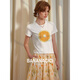 Banana CICI 2025 Summer NUEVO VERSÁTIL CREATIVO AMIGA Iron Diamond Cuella redonda Camiseta de manga corta C252TX689 Naranja M