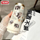 膳魔师（THERMOS）开心小狗保温杯不锈钢学生专用咖啡杯手拎便携新款男女水杯高颜值 DX1047蝴蝶结墨猫+配挂绳 陶瓷内胆