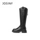 Zhuoshini thick-soled boots for women in autumn and winter plus velvet tall knight boots for small people, no more than knee boots, black 36