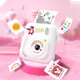 SONGDIAN Polaroid camera, Strawberry Bear, inkless printer, front and rear dual cameras, 48 million pixels, white, official standard, 4 rolls of printing paper included