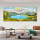 Zaiwai Green Mountains and Green Water Contexte Mur Wall Salon Room Bureau suspendu peinture contre Jinshan Salon Paint décoratif bassin 12596 Sunrise Green Mountains 1CM * 1CM 120 * 50 Cadre d'aluminium en or + Porcelaine cristalline plate