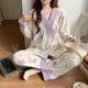 猫人（MiiOW）新中式纯棉月子服产后产妇孕妇哺乳睡衣夏季薄款套装45月份春秋季 1105蓝天鹅 M [80-100斤]