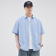 
Pinstripe purple American short-sleeved shirt men's summer thin style 2025 new small patch pocket five-point sleeve work shirt Purple Z983 2XL [150-180Jin[Jin equals 0.5 kg]]