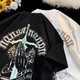 Футболка с короткими рукавами Poum Men's Summer's Summer Pure Cotton 220G Cross High Street Mrendy Brand Balleaded Pussy и свободная футболка с половиной рукава YSXS-CM1484 Black XL