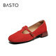 Best 25 Autumn Marie Jane Shoes Retro Thick Heel Women's Singles Shoes B9929CQ5 Red 38