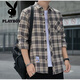 Playboy Plaid Casual Shirt Men's Men's Spring and Automne Shirt Long à manches coréen Top Retro Retro Loose Summer Veste mince K12111 M bleu + K12111 Jaune Blue XL 125-145Jin [Jin est égal à 0,5 kg]