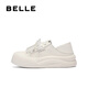 Belle (Belle) Zapatos de tablero de dos puertas para mujeres 2025 Autumn New Bow Bow Bow Soled Highed Casual Shoes B2629cm5 Off-White 38 (240 mm)