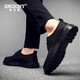 Snguny High-end Light Luxury Brand Casual Shoes Men 2025 Летние новые туфли Canvas Men Hooly Dolow Leather Shoes Men Men Black 42 (260 мм)