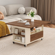 Voz de mesa de té plegable de voz de AO con pequeña sala de estar estilo crema estilo sofá borde multifuncional mini mesa de té 0.7 metros/color de nogal + crema blanco/1 bomba/con ruedas