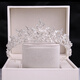 ShiJUN's birthday crown tiara girl's bride 2025 new style wedding dress accessories 18-year-old wedding crown hair crown -09 gold gift box + double-layer hair comb veil
