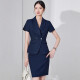 
Summer professional suit short-sleeved small suit collar coat for women new style hotel front desk workwear formal suit waist-hugging work new style blue single piece suit (JY6210) S
