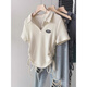 Zi Xinyue [3895 People Collect] Camisa de manga corta del hombro del collar de escote de estilo estadounidense para mujeres en verano nuevas correas plisadas con cordón delgado y delgada tapa de albaricoque-(nuevo estilo no piloto) Summer nuevo S adecuado para [60-85Jin [Jin equivale a 0.5 kg]] de buena calidad] de buena calidad de buena calidad.