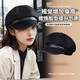 Large head circumference beret hat for women spring and autumn new casual retro face-showing little painter hat versatile octagonal hat coffee color one size adjustable