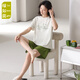 Green Modal summer thin pajamas women's short-sleeved shorts can be worn on the outside for simple two-piece suits for girls' home clothes QQB6630 women M