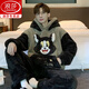 Langsha (langsha) men's pajamas men's coral velvet winter student cartoon loose winter flannel thickened plush home clothing set *ZS*9901 [Double-sided plush set] M small (75-95Jin [Jin equals 0.5 kg])