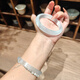 Ouyuan White Moonlight Bracelet Women's High Ice Chalcedony Quartzite Jade Cat's Eye Crystal Jade Bracelet White Moonlight/Fine Style 52 Suitable for 85Jin Jin equal to 0.5kg or less