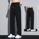 Carimkoro ice silk pants for men's summer thin men's casual pants slim Korean version spring and autumn loose straight sports trousers Black XL