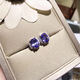 Hunter S925 silver inlaid natural tanzanite earrings with main stone 5*7mm fashionable and personalized small fresh female model super beautiful XHF