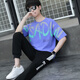 Ruibanglai Summer Teen Short-Sleeved T-Shirt Boy 13-15 Years Old High School Junior High School Students Big Children Summer Clothing Handsome Sports Set xsd-t9226 White and Blue (Top + Pants) XL 115 to 130Jin [Jin equals 0.5 kg]