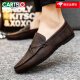 CARTELO men's beanie shoes Korean style business work casual leather shoes breathable and versatile non-slip one-foot men's shoes 2025 spring D826 black small 39