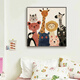 SHANSHUIYAN Cartoon Animals Children's Nordic Decorative Painting Cute and Warm Living Room Sofa Background Bedroom Bedside Square Hanging Painting Cute Animal A 40*40cm Aluminum Alloy Frame + Oil Canvas
