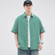 
Pinstripe purple American short-sleeved shirt men's summer thin style 2025 new small patch pocket five-point sleeve work shirt Purple Z983 2XL [150-180Jin[Jin equals 0.5 kg]]