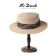Mr DUCK Light Luxury Grade Imported Philippines Ultra-Lightweight Breathable Natural Linen French Flat Top Hat Large and Small Head Circumference Hat MS56329-Light Rice (Flat Top Straw Hat) S(52-54cm)