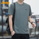 吉普（JEEP）短袖T恤男士夏季冰丝透气速干休闲打底衫凉感上衣男装 灰绿  XL 