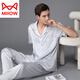 Catman (Miiow) Pyjamas Herren Sommerseide Dünne kurzärmelige Hose Frühling und Herbst Hauskleidung Seide Europa und Amerika 2025 Neuer Stil Schwarz grau 3899 l (Gewicht 100-130 Jin [Jin entspricht 0,5 kg])