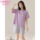 Pajamas de coton pur modal pour les femmes en été short à manches courtes pour les shorts minces, confortables, respirants, mignons et sucrés, peut être porté à l'extérieur de la maison de vêtements pour femmes Z9853 M [recommandé pour être 80-100jin [Jin est égal à 0,5 kg]]]