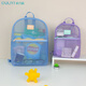 Ouliyi mesh backpack transparent children's portable storage bag for going out for children, boys, elementary school students, girls, summer travel school bag light [large size] Star blue (including pendants) 6173