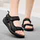 Boys' Sandals 2025 Summer New Open Toe Soft Sole Anti-Slip Student Middle and Large Children's Beach Shoes Handsome Children's Sandals XKL1901/Gray Green Size 36 Standard Size