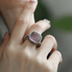 LIERUI S925 SILVER Square Jade Zakiram Ring für Frauen Nischendesign Sinn Sterling Silber Retro -Stil Amethyst Ring Zakiram Amethyst Ring