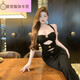 Delia 2025 Rose Metal Schnalle Halfterhalter Hals Schwarzes Kleid Banketttemperament Zeigkörper Abendkleid Schwarz S
