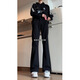 Digada Black Micro-Flare Jeans Spring and Automne Summer Summer Vibe Slim American High Street Sli-Fi Sci-Fi Sci-Fi Sci-Fi Pantalon DFFS-701 Black M