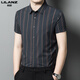 利郎2025夏季新款利郎男装短袖衬衫男士商务休闲寸衫条纹凉丝修身免烫衬衣2025 深灰2603 M 165