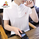Scarecrow summer embroidered stand-collar T-shirt for men short-sleeved retro Tang suit Chinese style men's half-sleeved trendy brand ice silk trend 9193 green 2XL 125-145Jin [Jin equals 0.5 kg]