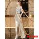 Ma Feixuan golden high-end toast dress new Chinese dressing gown female bride wedding light luxury niche temperament engagement banquet evening dress gold S