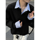 GTYUWVG fake two-piece shirt men's spring 2025 new inner layering long-sleeved lapel Henry bottoming shirt shirt jacket light gray L