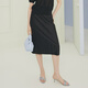 FIRSTSTATION黑色精致显瘦手工波浪细褶H型半身裙女25夏新款3527A 黑色 XL